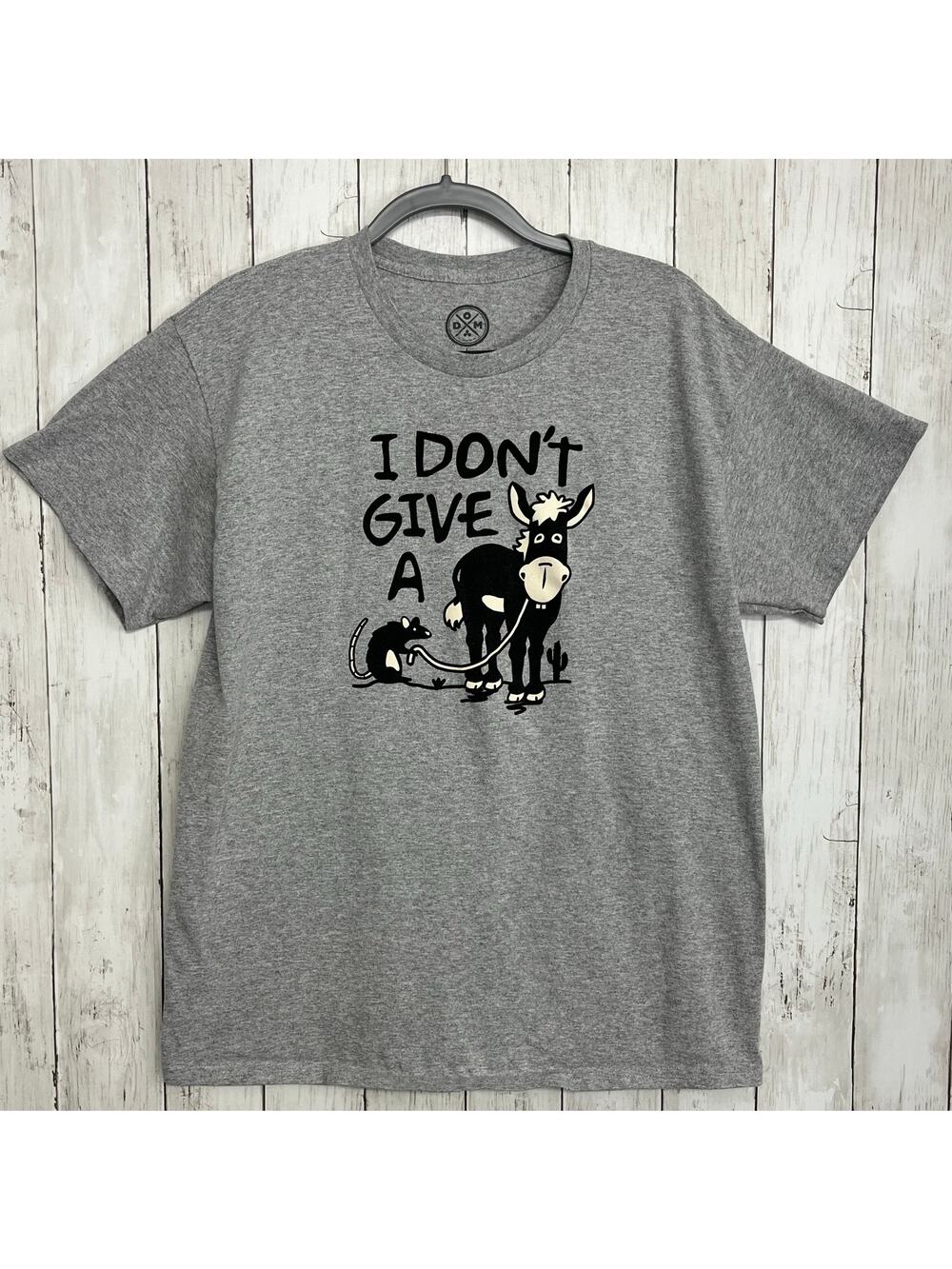 Dom Gray Short Sleeve Crew Neck Funny Graphic Print Rat Donkey Tee T-Shirt